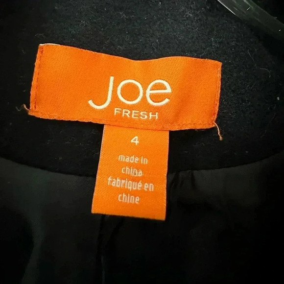 Joe Fresh Wool Blend Pea Coat Unique Texture Pocket Design Size 4 - Picture 5 of 8